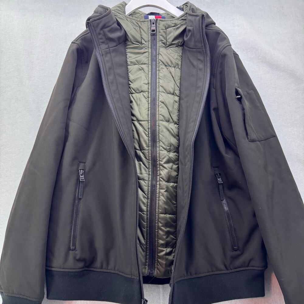 NWT Men’s Tommy Hilfiger Water & Wind Resistant Zip-up Hooded Jacket Black Large - Picture 2 of 9
